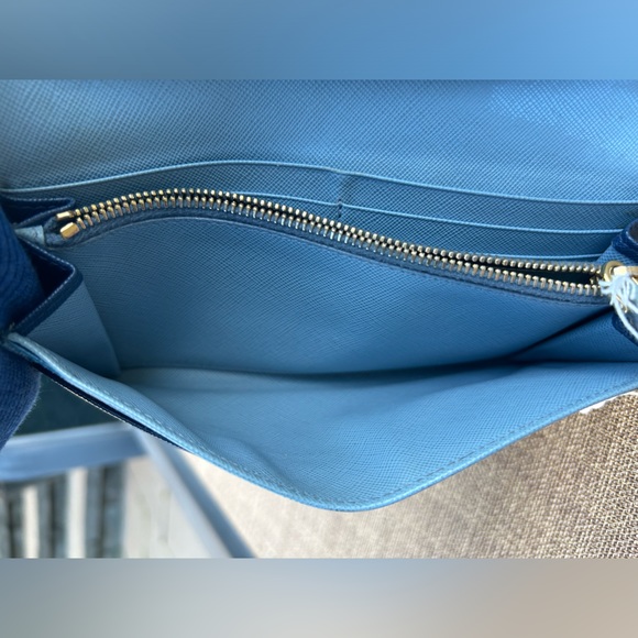 Prada blue multicolor continental long wallet in Saffiano leather - Picture 9 of 16